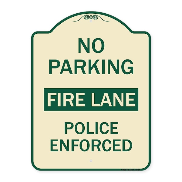Signmission No Parking Fire Lane Police Enforced Heavy-Gauge Aluminum Sign, 24" x 18", TG-1824-23734 A-DES-TG-1824-23734 - main